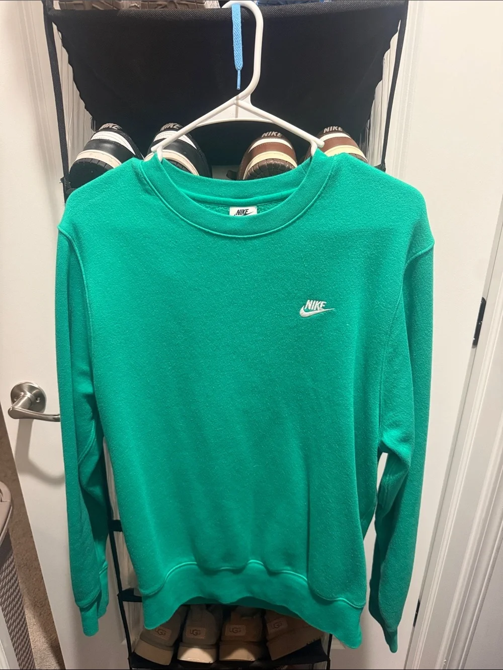 Nike Women's Green Crewneck Sweatshirt with Embroidered Logo